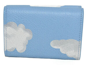 Balenciaga fold Wallet Paper Tri Leather Cloud Blue